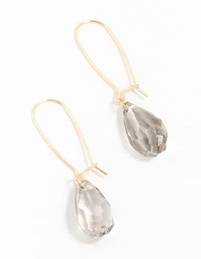 Lovisa Gold Diamond Cut Beaded Drop Earrings In Gray