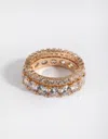 Lovisa Gold Double Band Set Ring In Multi