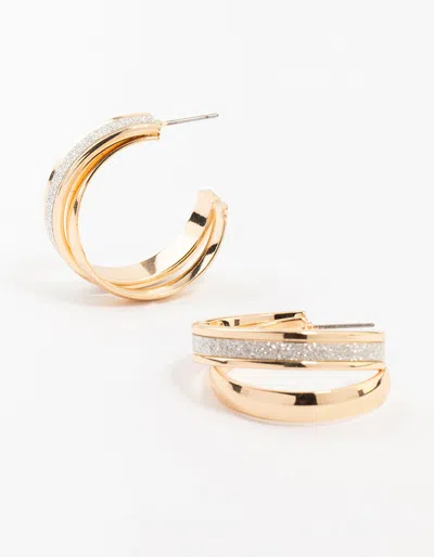 Lovisa Gold Double Glitter Strand Hoop Earrings In Silver