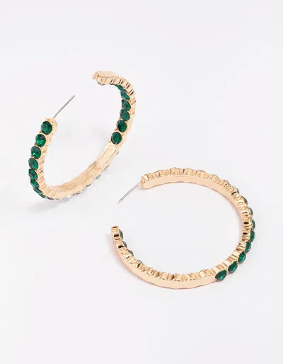 Lovisa Gold Emerald Stone Hoop Earrings