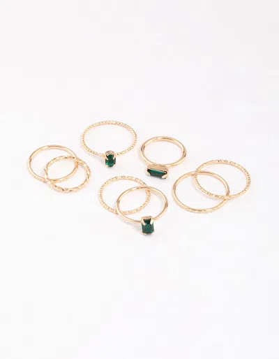 Lovisa Gold Fine Baguette Ring Pack In Green