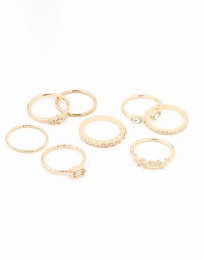 Lovisa Gold Fine Diamante Ring Pack 8 X 3