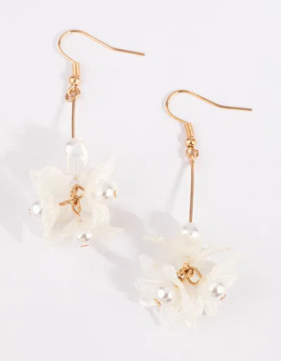 Lovisa Gold Flower Bar With Pearl Earrings In White