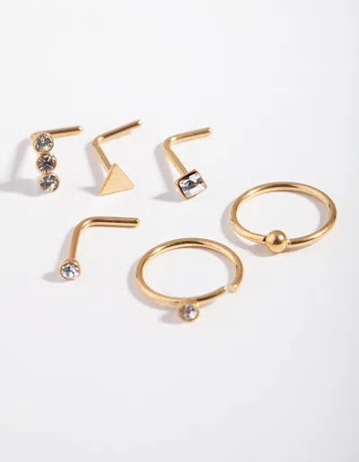 Lovisa Gold Geometric Diamante 6-pack Nose
