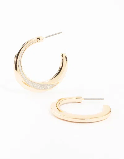 Lovisa Gold Glitter Splice Hoop Earrings In Silver