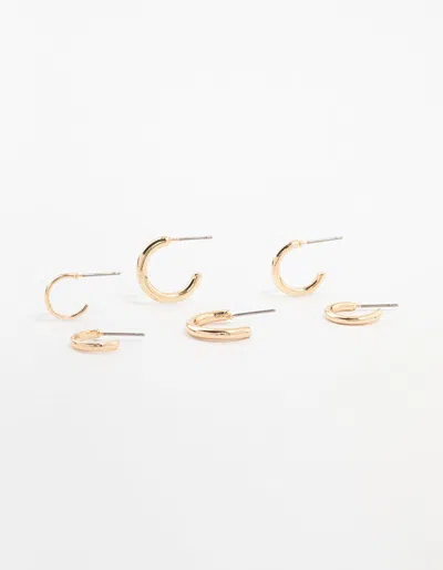 Lovisa Gold Graduating Clean Huggie Earrings 3-pack