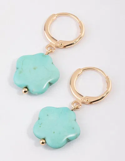 Lovisa Gold Green Aventurine Starburst Huggie Earring