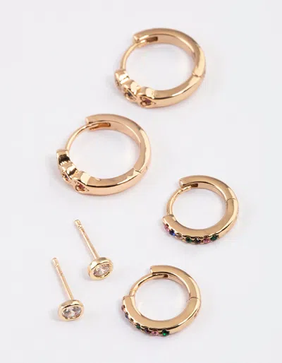 Lovisa Gold Heart Diamante Earrings Pack