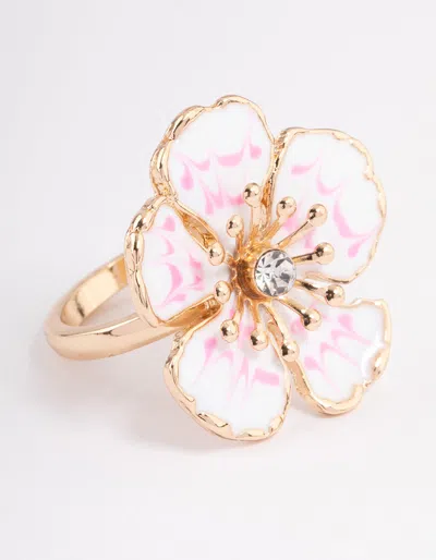 Lovisa Gold Hibiscus Flower Ring In Multi