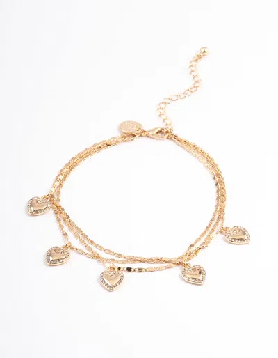Lovisa Gold Layered Heart Diamante Anklet