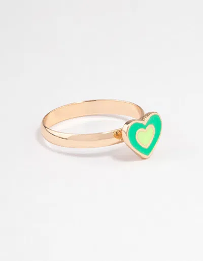 Lovisa Gold Layered Heart Ring In Green