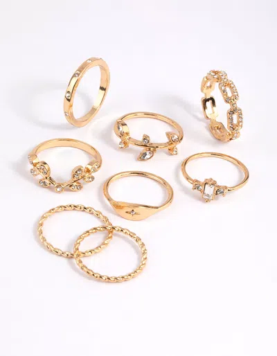 Lovisa Gold Leaves Ring 8-pack In Transparent