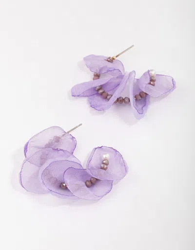 Lovisa Gold Lilac Beaded Petal Hoop Earrings In Brown