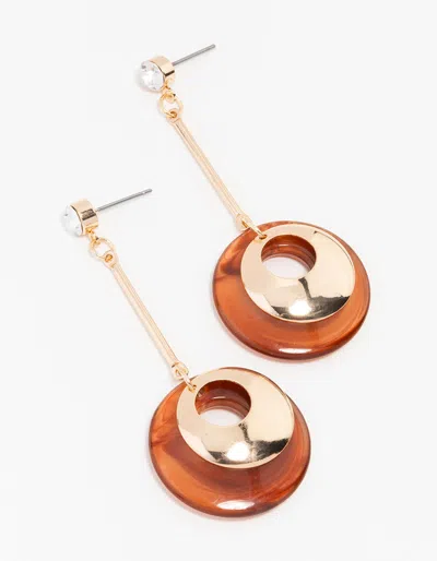 Lovisa Gold Marble Doughnut Drop Earrings In Brown