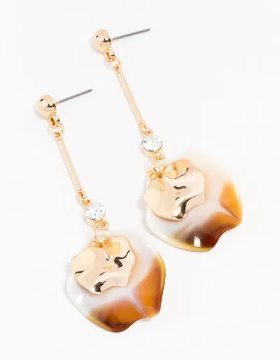 Lovisa Gold Marble Pearl Petal Drop Earrings In Transparent
