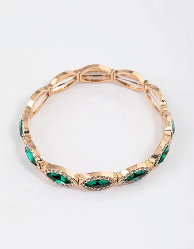 Lovisa Gold Marquise & Diamante Rubber Stretch Bracelet