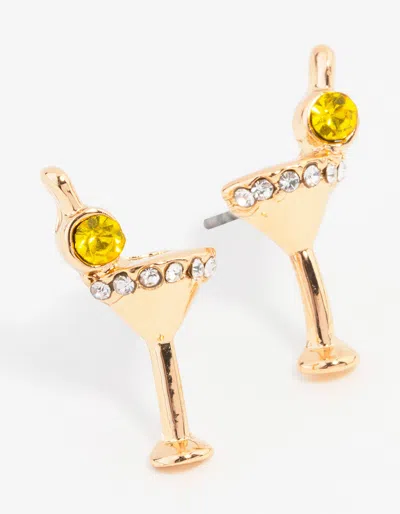 Lovisa Gold Martini Glass Stud Earrings In Yellow