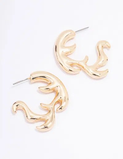 Lovisa Gold Metal Flame Hoop Earrings