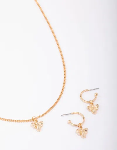 Lovisa Gold Mini Bee Necklace & Earring Jewellery Set