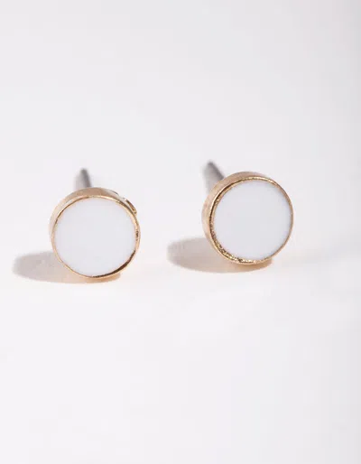 Lovisa Gold Mini White Enamel Stud Earrings