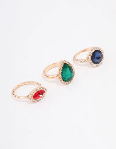 Lovisa Gold Mixed Shape Halo Cocktail Ring In Blue