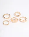 Lovisa Gold Mixed Shape Star Ring 5-pack In Gold