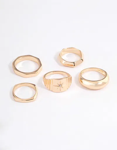 Lovisa Gold Mixed Shape Star Ring 5-pack