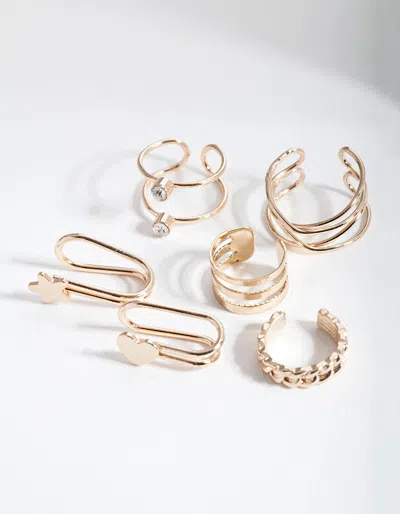 Lovisa Gold Mixed Texture Ear Cuff 6 Pack