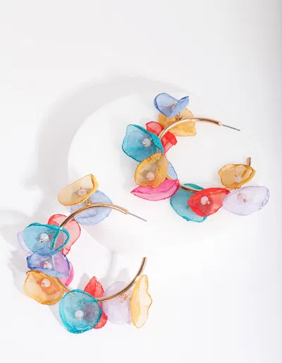 Lovisa Gold Multi Fabric Flower Hoop Earrings