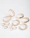 Lovisa Gold Multi Twist Hoop Earring 6 Pack In Gold