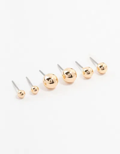 Lovisa Gold Multiple Sphere Stud Earrings 3-pack