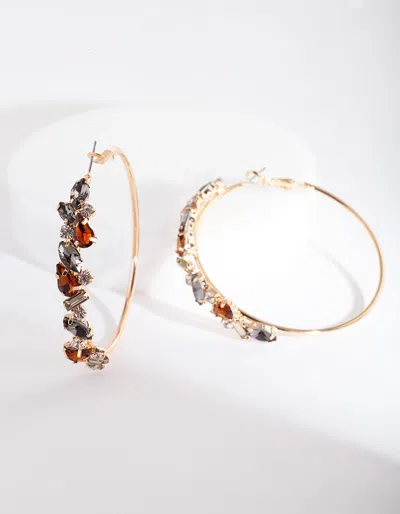 Lovisa Gold Neutral Stone Cluster Hoop Earrings