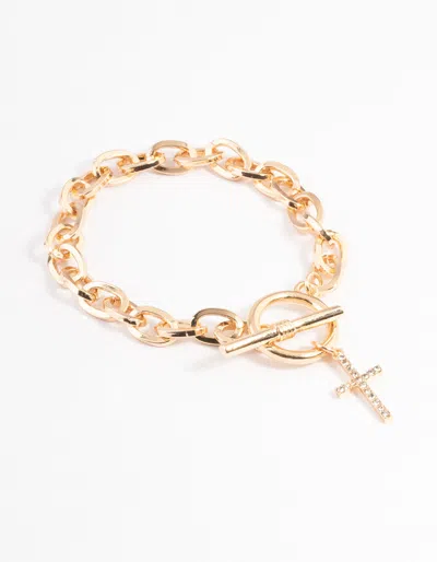 Lovisa Gold Open Circle & Bar Cross Bracelet