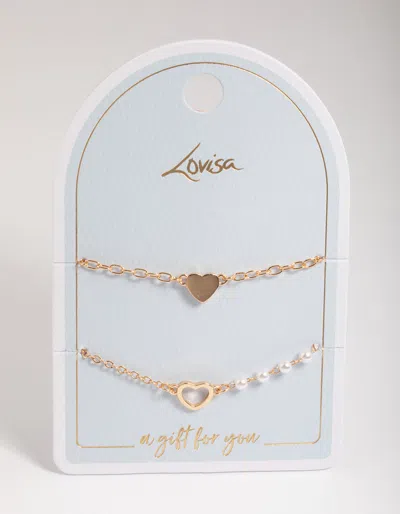 Lovisa Gold Open Heart & Pearl Bracelet Pack