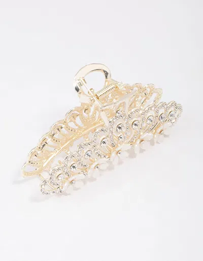Lovisa Gold Ornate Diamante & Flower Hair Claw Clip
