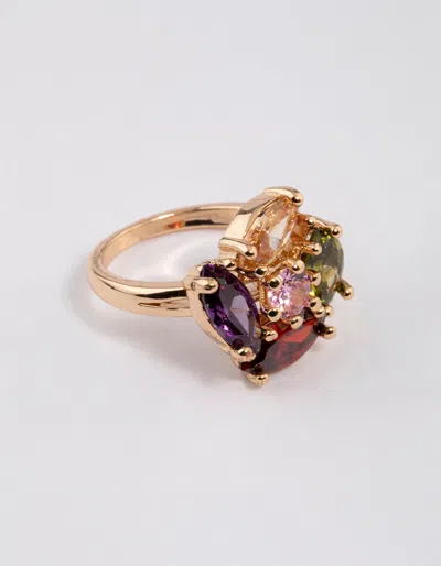 Lovisa Gold Oval Stone Cocktail Ring In Multi