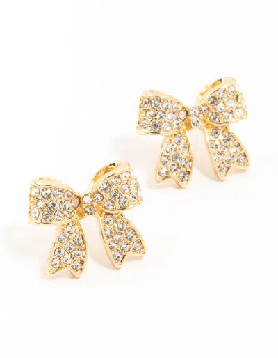 Lovisa Gold Pave Diamante Bow Stud Earrings