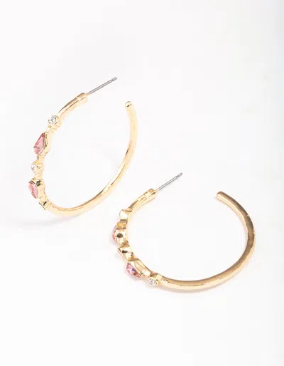 Lovisa Gold Pear Circle Diamante Hoop Earrings In Multi