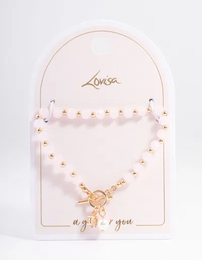 Lovisa Gold Pearl And Diamante Beaded Bracelet