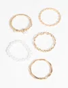 Lovisa Gold Pearl And Twist Ring Pack In Gold