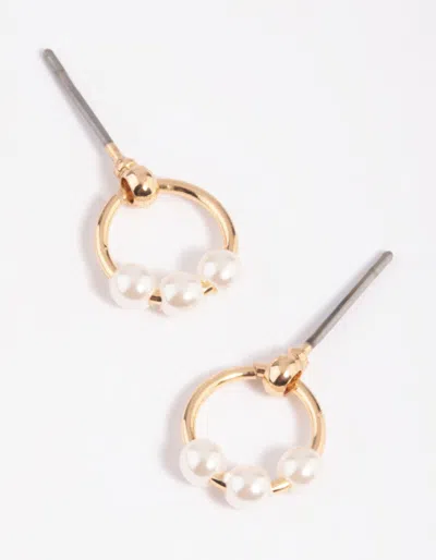 Lovisa Gold Pearl Circular Stud Earrings In White