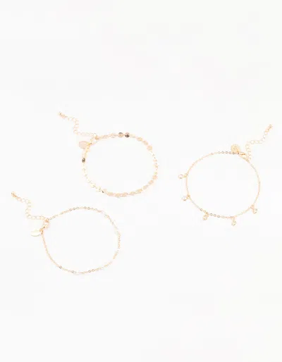 Lovisa Gold Pearl Diamante Drop Anklets 3-pack