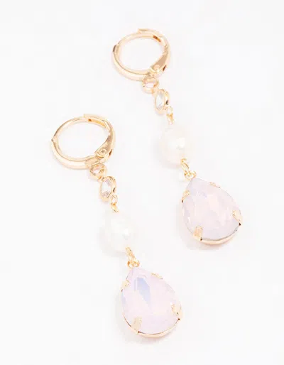 Lovisa Gold Pearl Double Huggie Drop Earrings In Multi