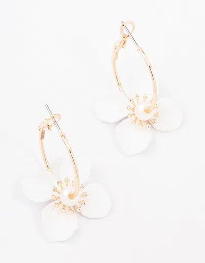 Lovisa Gold Pearl Flower Hoop Earrings
