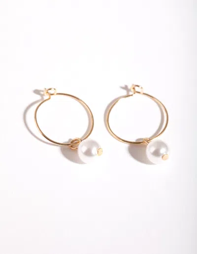 Lovisa Gold Pearl Hoop Earrings In White