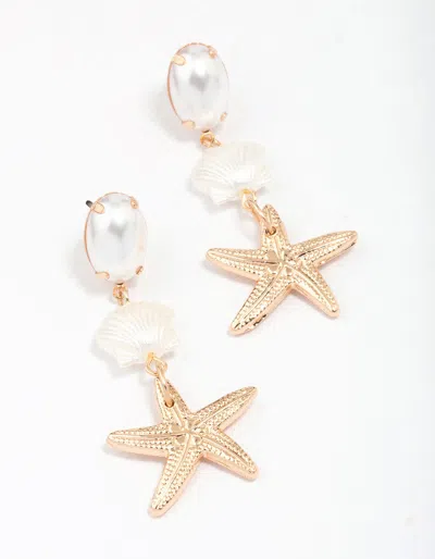 Lovisa Gold Pearl Starfish Drop Earrings