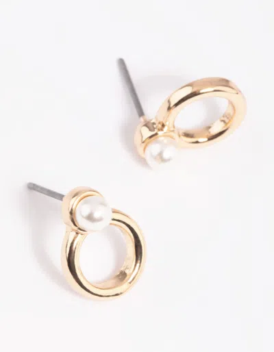 Lovisa Gold Pearl Thick Circle Stud Earrings In White
