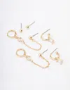 Lovisa Gold Plated Baguette Hoop Chain Earring 4-pack In Multi