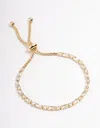 Lovisa Gold Plated Baguette Stone Tennis Bracelet With Toggle Clasp