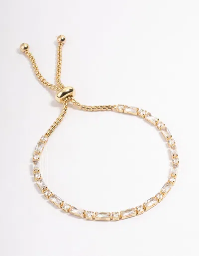 Lovisa Gold Plated Baguette Stone Tennis Bracelet With Toggle Clasp